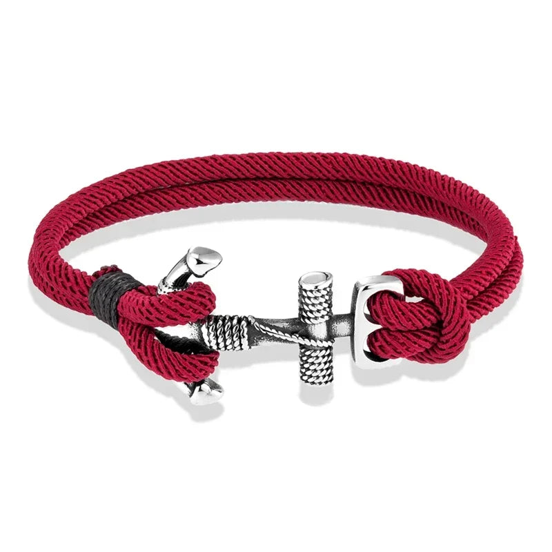 Pulsera doble con ancla para hombre 
