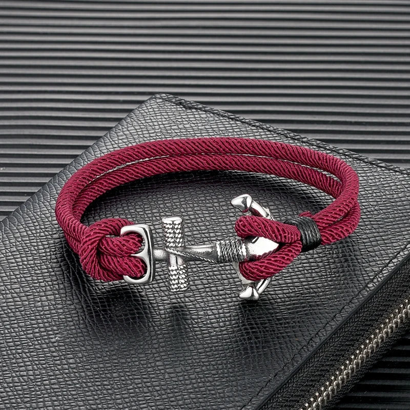 Pulsera doble con ancla para hombre 