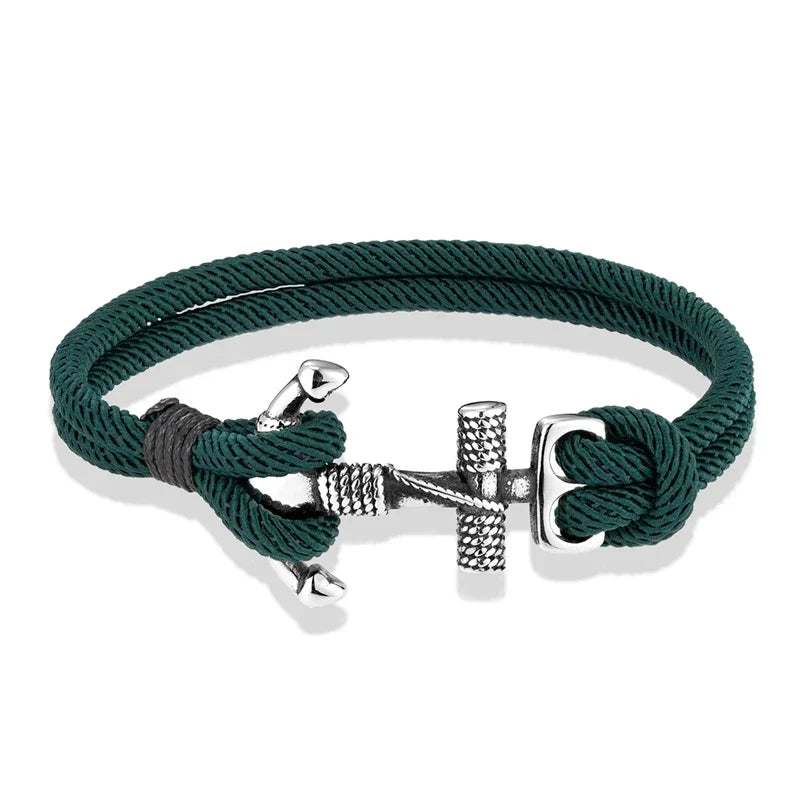 Pulsera doble con ancla para hombre 