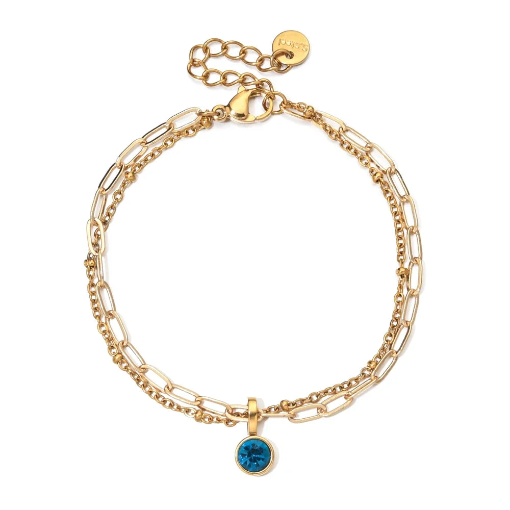 Double gold-tone bracelet with birthstone