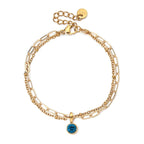 Double gold-tone bracelet with birthstone