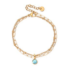Double gold-tone bracelet with birthstone