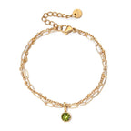 Double bracelet doré avec pierre de naissance