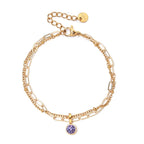 Double gold-tone bracelet with birthstone