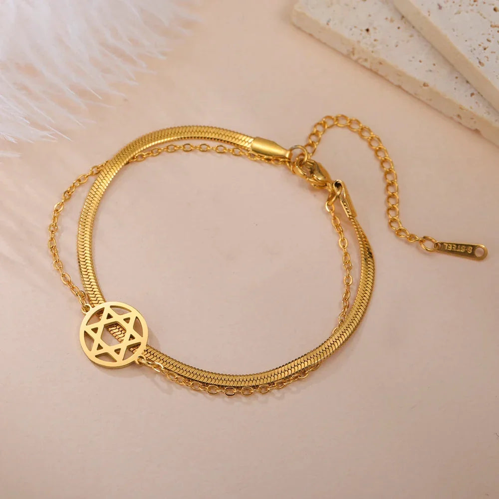 Bracelet double avec l'étoile de David symbole juif or