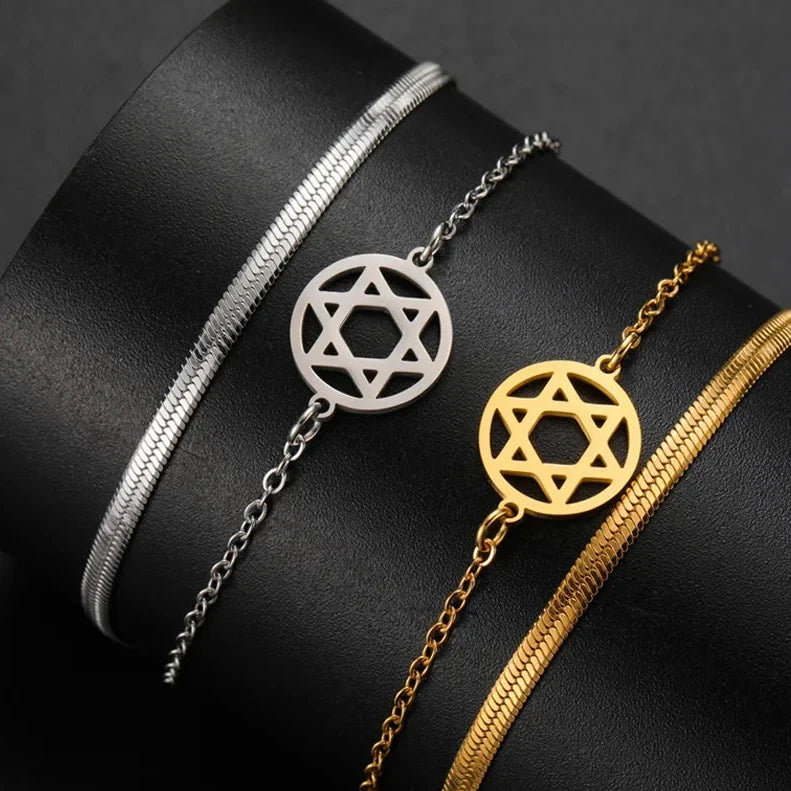 Bracelet double avec l'étoile de David symbole juif 