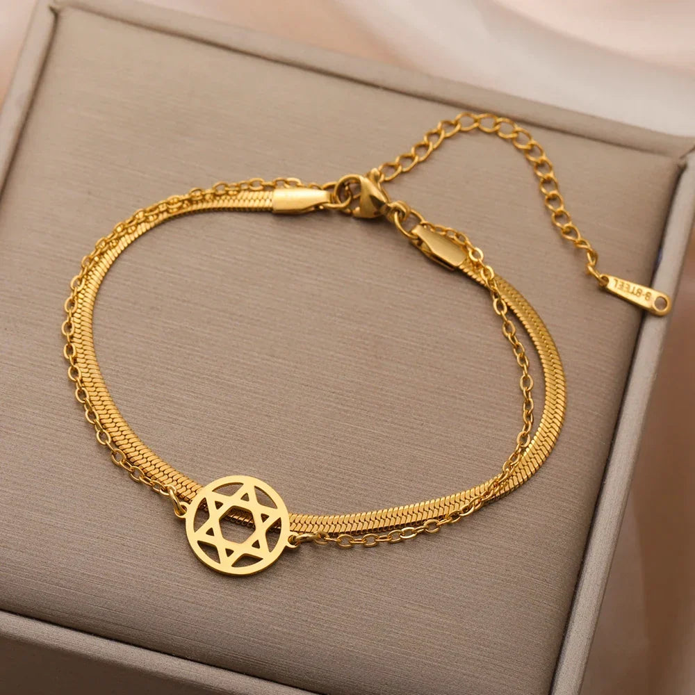 Double bracelet with the Star of David, a Jewish symbol 