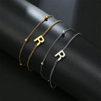 Bracelet double initiale or et argent  r