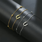 Bracelet double initiale or et argent  u