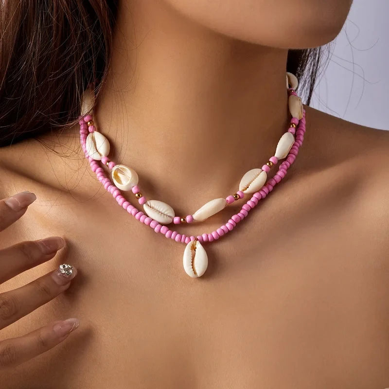 Collar doble de concha cauri