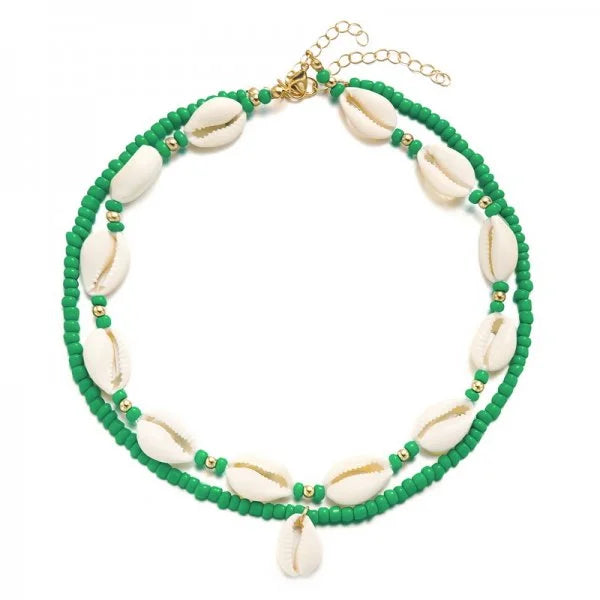 Collar doble de concha cauri