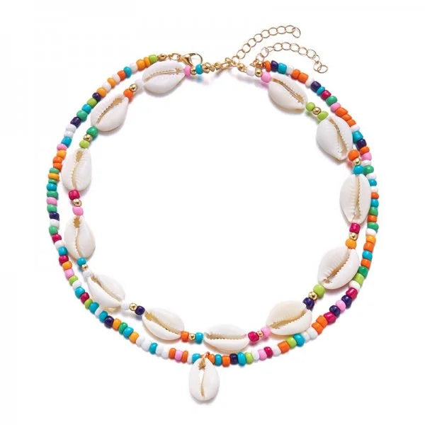 Collar doble de concha cauri