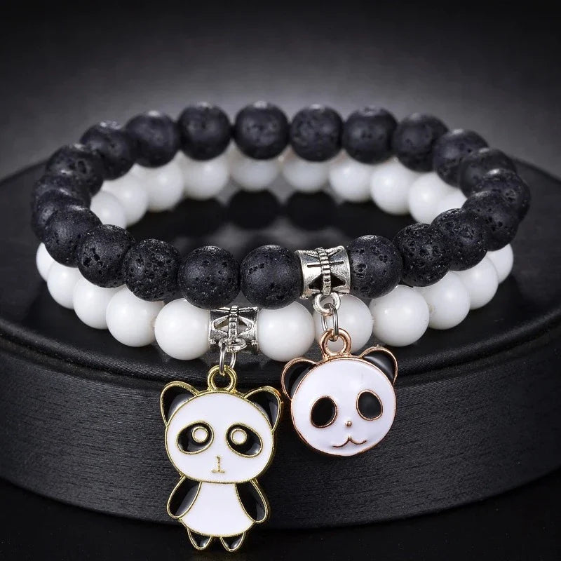 White and Black Panda Bracelet Duo