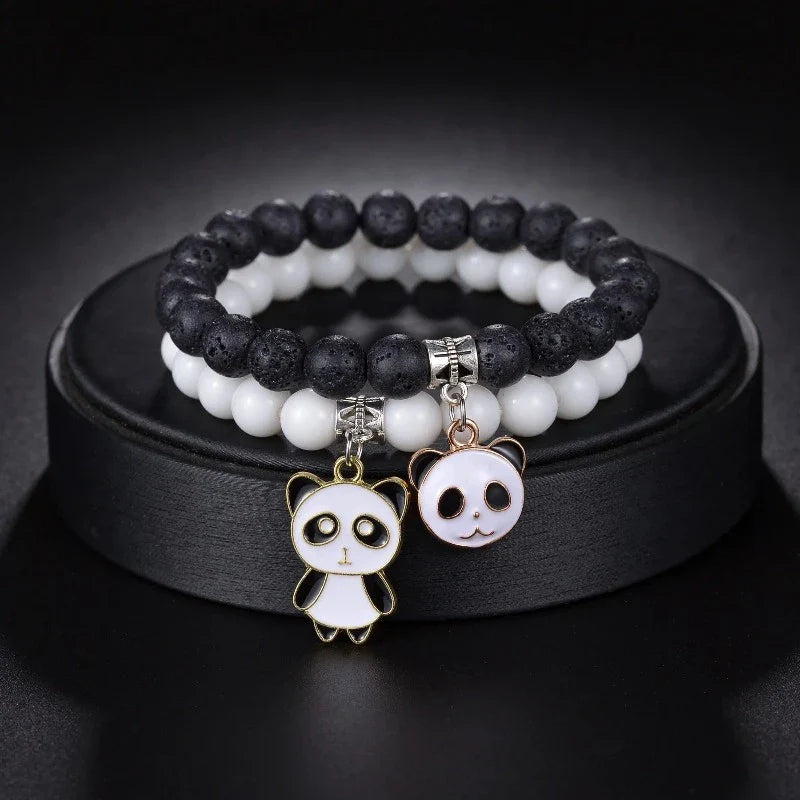 White and Black Panda Bracelet Duo