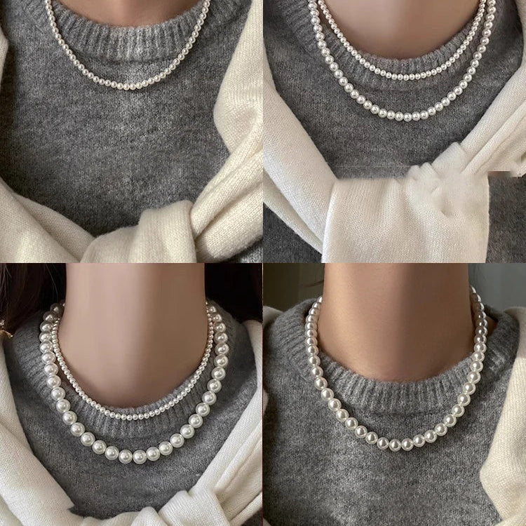 Elegant White Pearl Choker Necklace