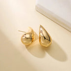 Pendientes de Botón Gota de Agua Grande oro