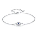 Silver ID Bracelet Against the Evil Eye Blue Greek Turkish Matiasma Mataki