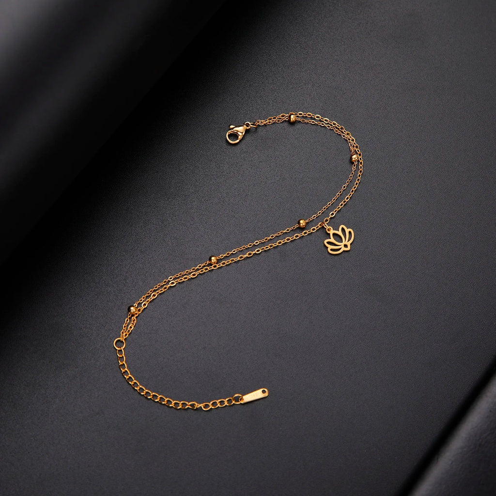 Lotus Flower Bracelet for Women Gold