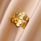 Large 5-Petal Flower Gold Ring Band