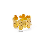Large 5-Petal Flower Gold Ring Band