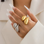 Large Water Drop Ring Band gold