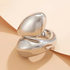 Large Water Drop Ring Band silver