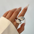 Large Water Drop Ring Band silver