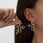 Grandes boucles d'oreilles corail pour femme or