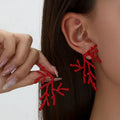 Large coral earrings for women