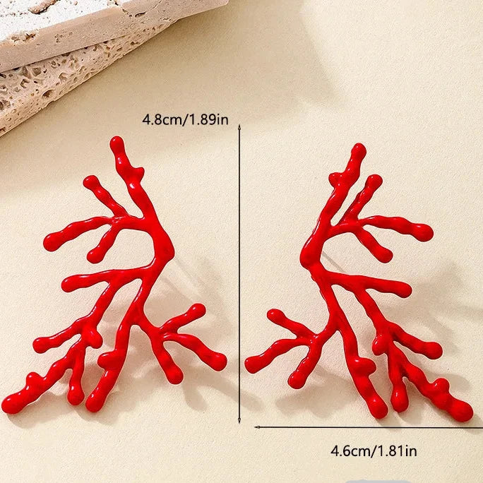 Grandes boucles d'oreilles corail pour femme
