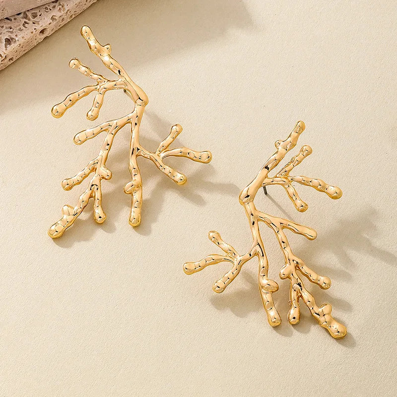 Large coral earrings for women