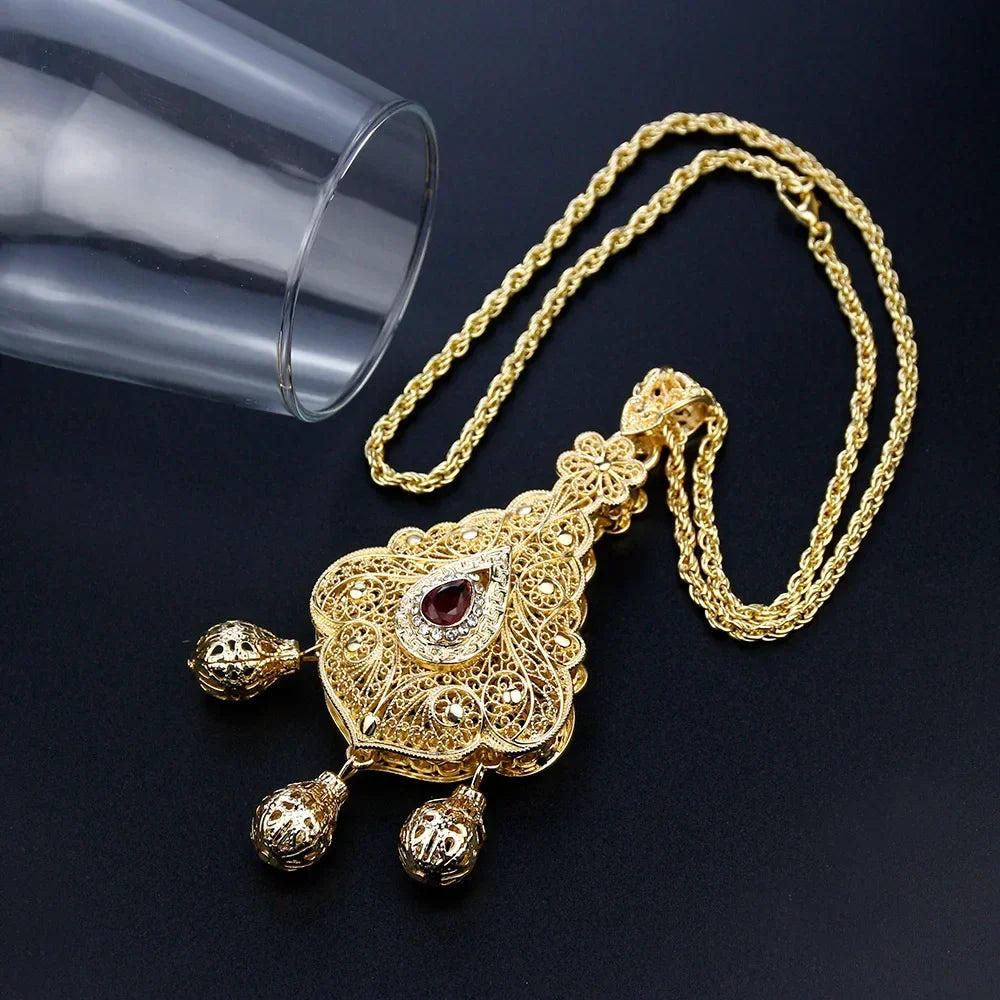 Collar largo con colgante tradicional para boda y fiesta árabe 