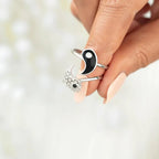 Lot de 2 Bagues Yin Yang avec Zircon