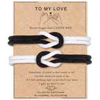 Lot de 2 Bracelets Nœud pour Couple blanc et noir