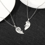 Juego de 2 Collares con Colgantes de Medio Corazón "I Love You" para Pareja de Enamorados