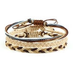 Lot de 3 Bracelets Brésiliens Tressés Imperméables beige
