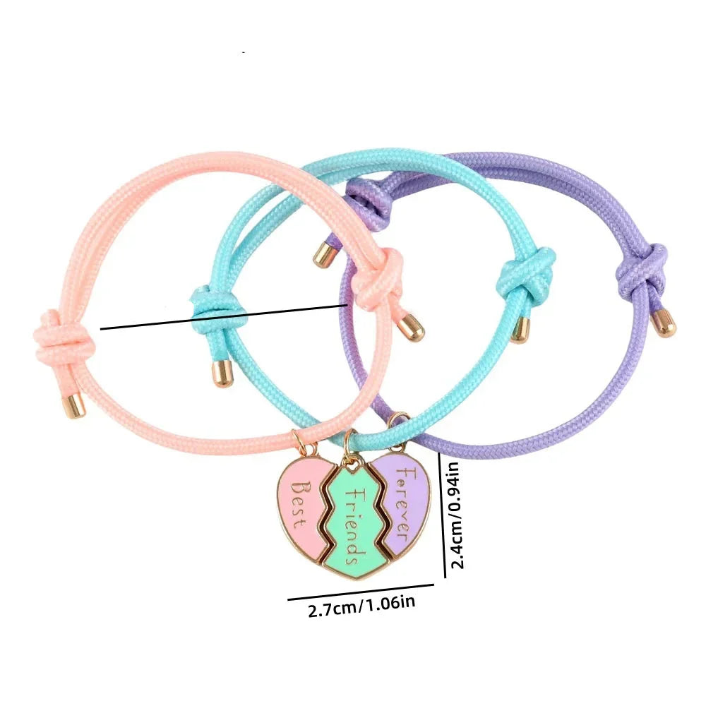 Juego de 3 Pulseras de Cuerda para Trío de Mejores Amigos