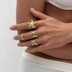 Set of 4 shell and starfish rings
