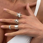 Set of 4 shell and starfish rings