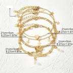 Lot de 5 bracelets de cheville étoile, infini, papillon, perles et coeur