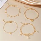 Lot de 5 bracelets de cheville étoile, infini, papillon, perles et coeur