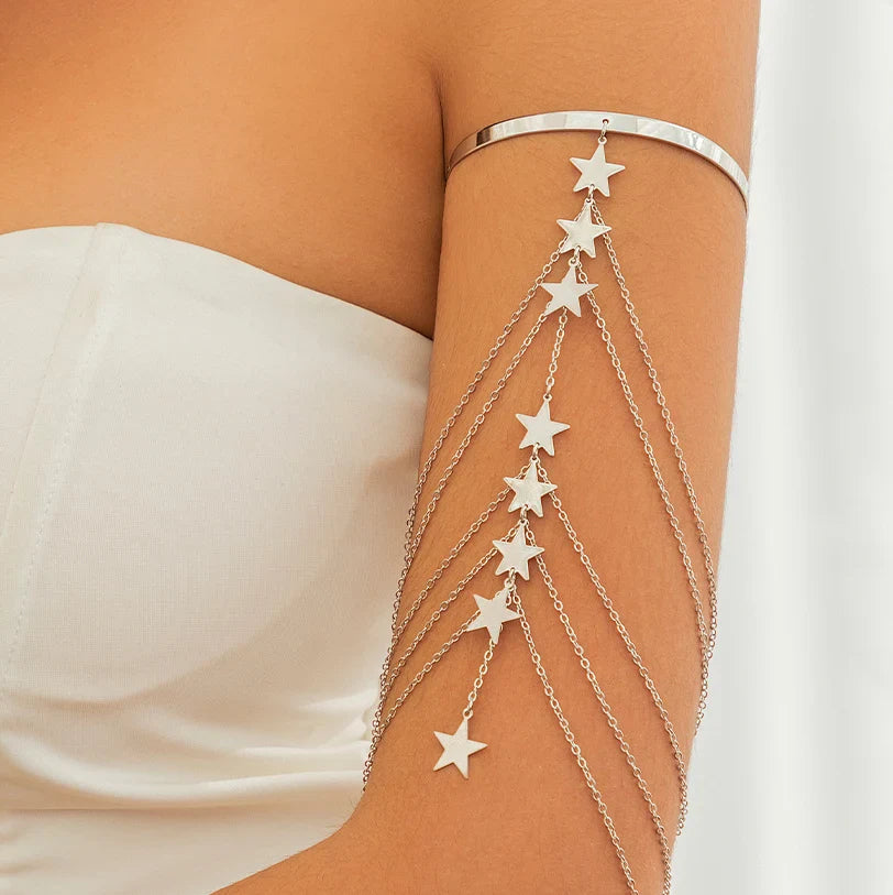 Adorno de Brazo Superior - Joya de Bíceps y Pulsera de Brazo Cadena para Mujer plata