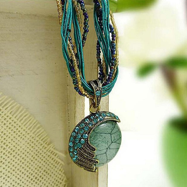 Pendentif Ethnique Femme bleu