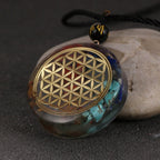 Orgonite Stone Pendant & Necklace Men Women Protection Meditation flower of life mandala