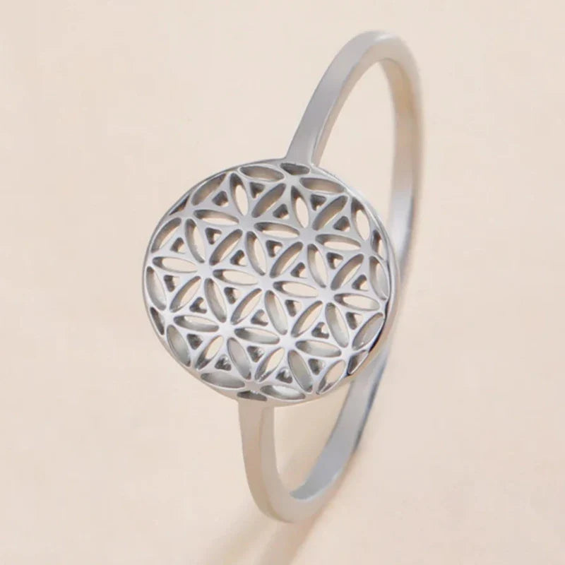 Anillo Pequeño Flor de la Vida para Mujer plata
