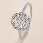 Anillo Pequeño Flor de la Vida para Mujer plata