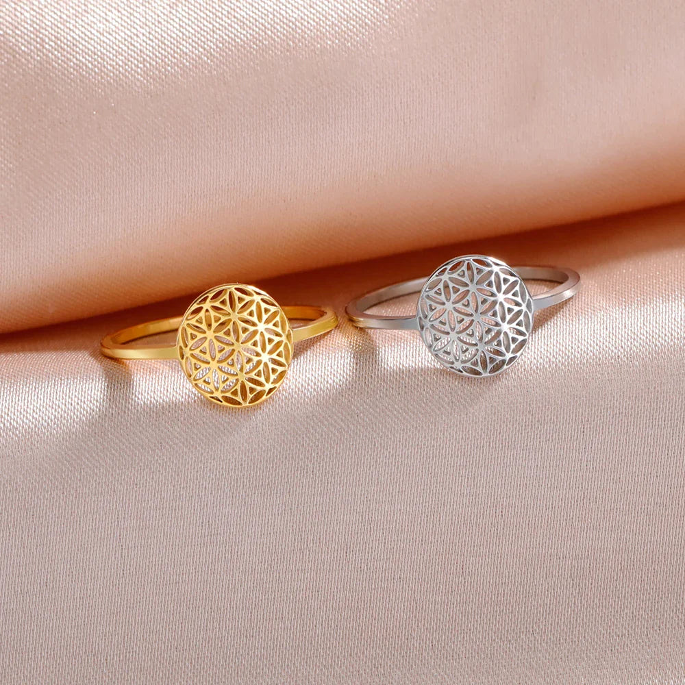 Anillo Pequeño Flor de la Vida para Mujer plata