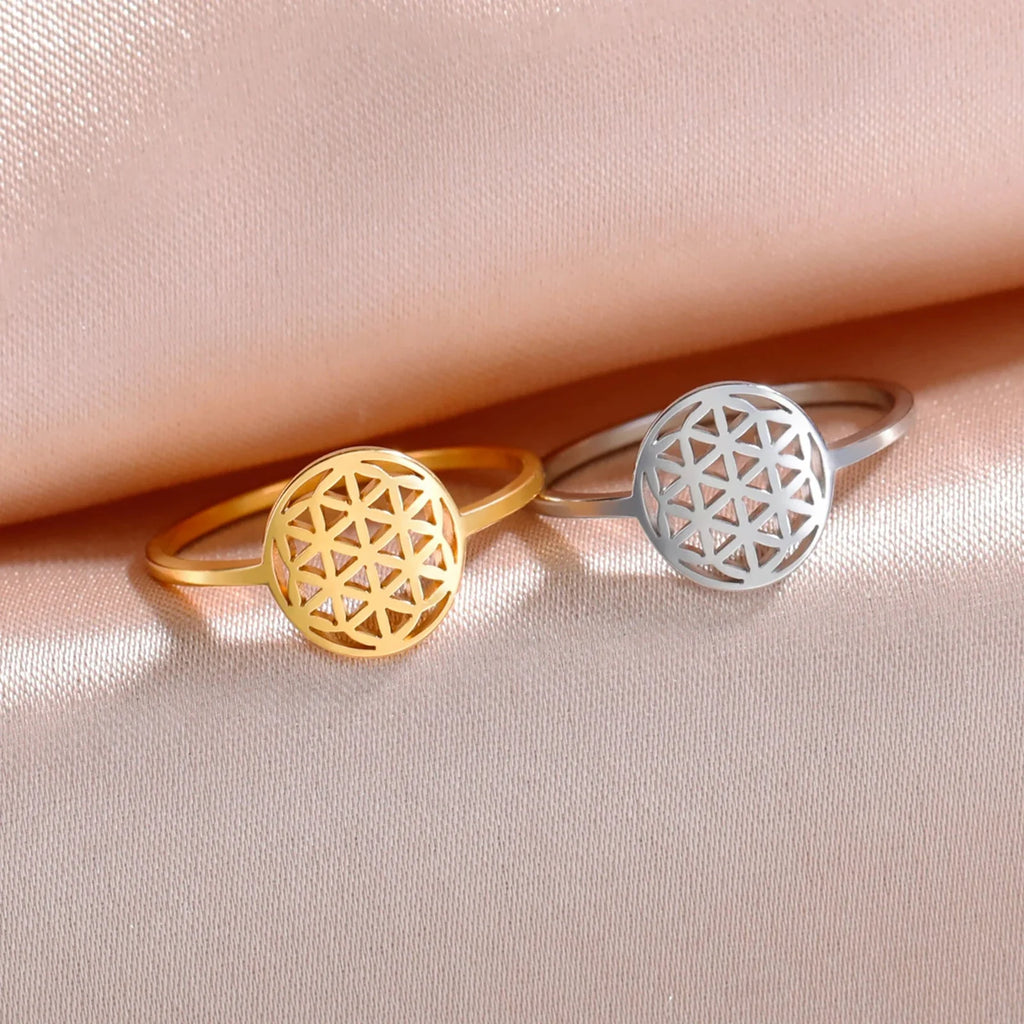 Anillo Pequeño Flor de la Vida para Mujer en oro