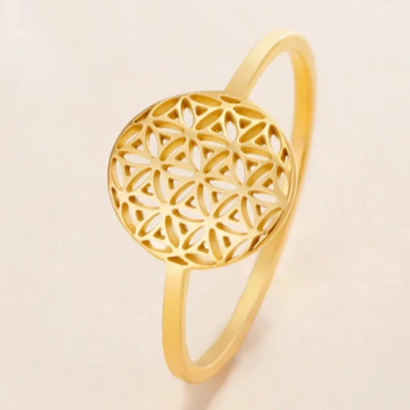 Anillo Pequeño Flor de la Vida para Mujer oro