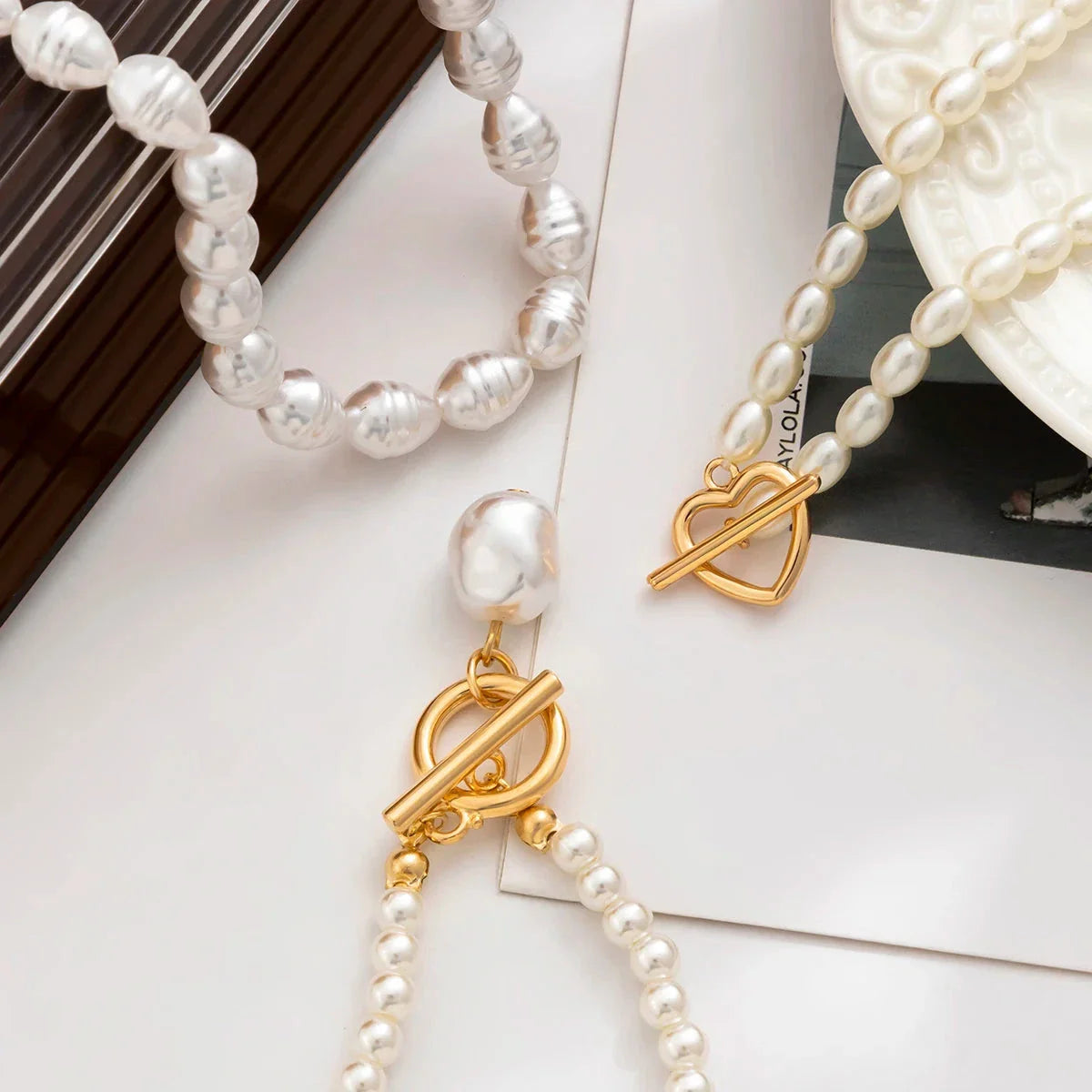 Set of 3 White Pearl Necklaces